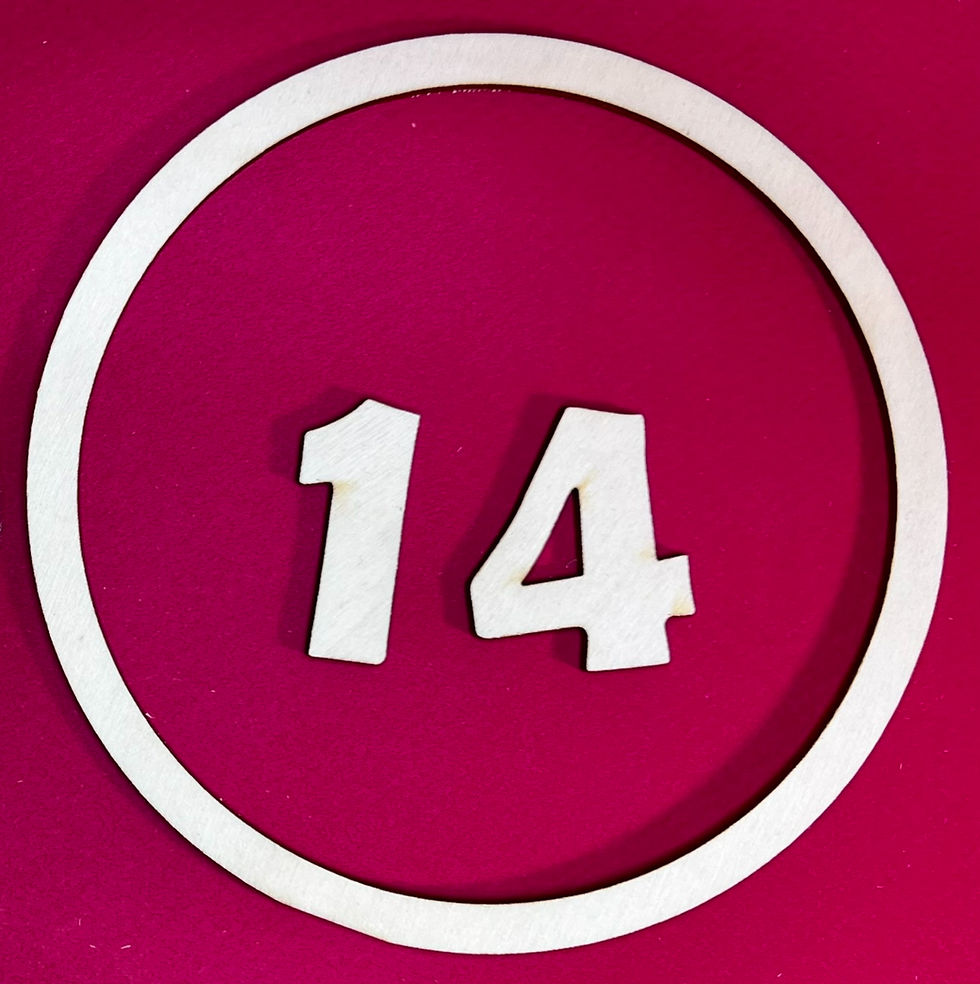 Thumbnail: Unpainted Valentine craft kit insert with layered “14” and round frame.