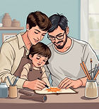 adult son and daughter crafting with dad.jpg