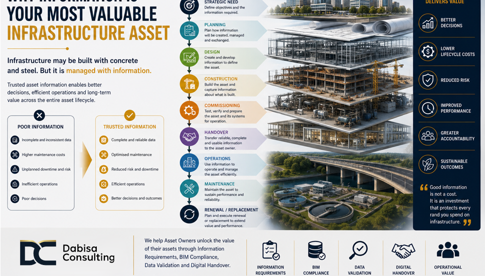 Organisations invest enormous amounts of money in buildings, roads, hospitals, universities, water treatment plants, rail networks and other infrastructure, information should be treated as an infrastructure asset in its own right.