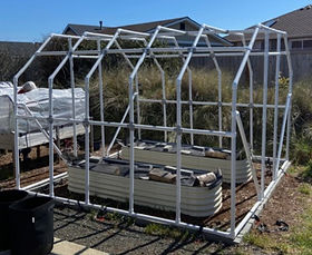 A PVC Greenhouse built with a wide variety of Circo PVC fittings and pipe including 5 way cross fittings