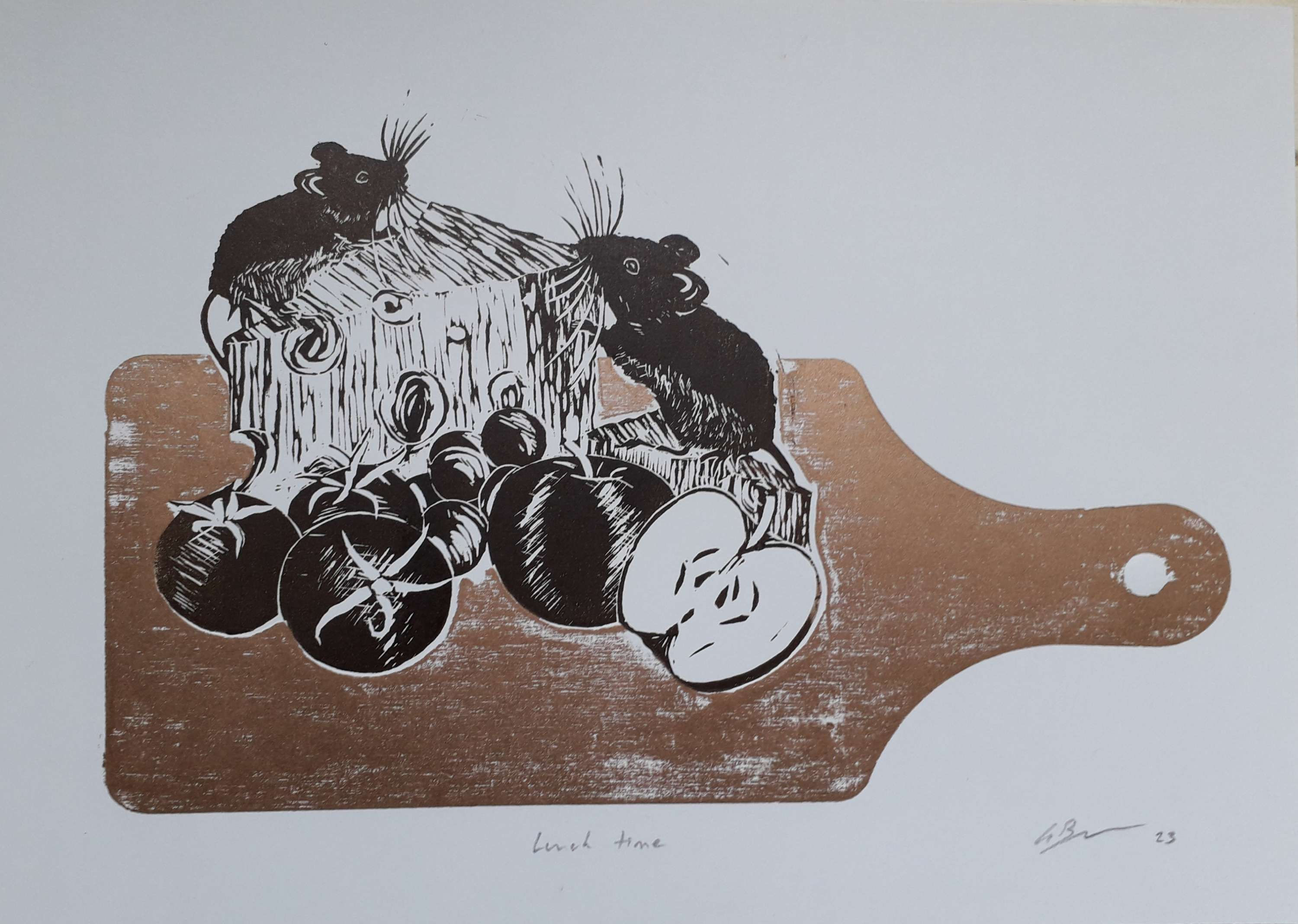 "Lunchtime" By @kellyburgess_printmaker