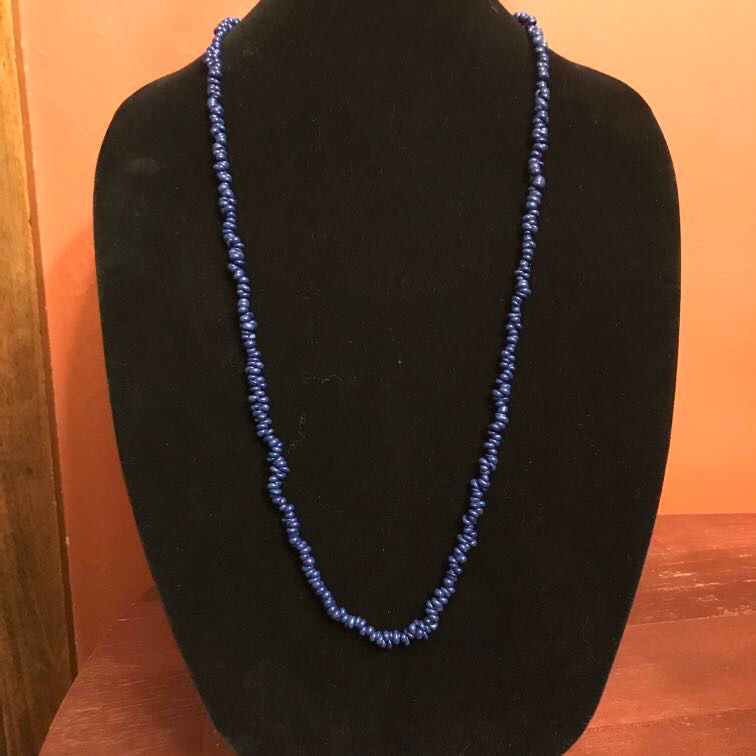Cobalt Blue Beaded Necklace - 34"