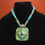 Thumbnail: Artsy Hand Made Green Enamel w Turquoise-Colored Stones & Beaded/Gold Chain 18"