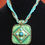Thumbnail: Artsy Hand Made Green Enamel w Turquoise-Colored Stones & Beaded/Gold Chain 18"