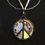 Thumbnail: Rainbow-Beaded and Multi-Media Artist-Made Peace Symbol w Cord and Chain - 24"