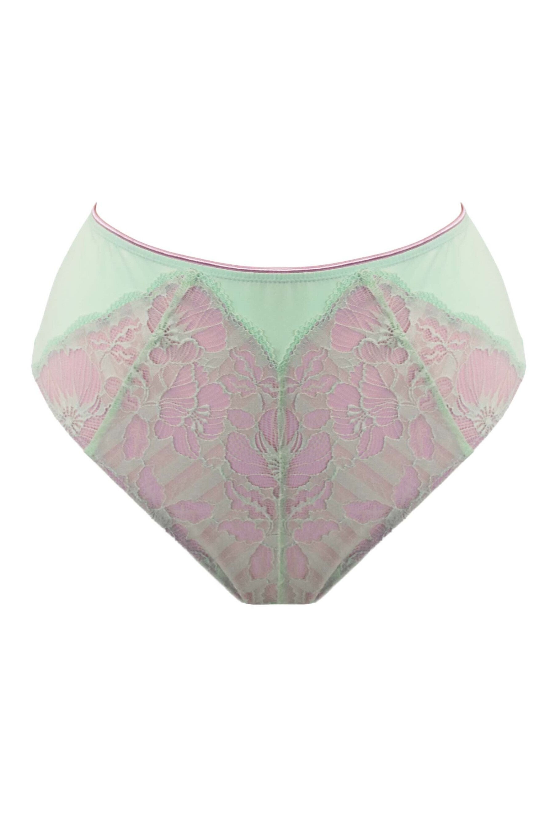 Pour Moi Atelier Lace High Waist Deep Brief - Pistachio/Pink