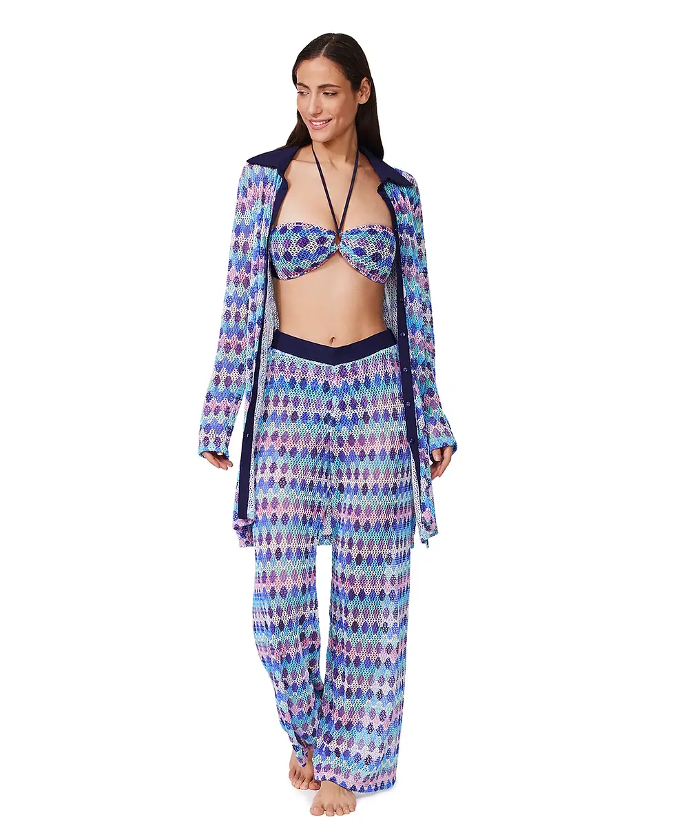 Thumbnail: Profile by Gottex Retro Riviera Netted Crochet Buttoned Tunic Cover Up