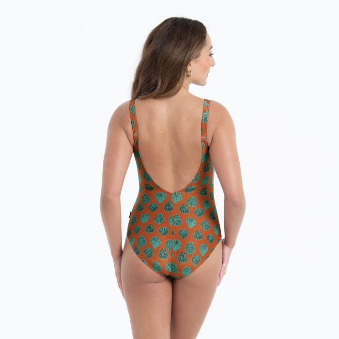 Thumbnail: Anita Elouise Zip Front Rust Non Wired Swimsuit - 7713