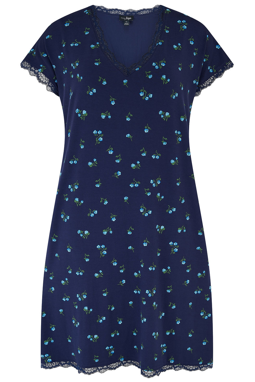 Thumbnail: Pour Moi Sofa Loves Lace T-Shirt Hidden Support Chemise - Navy/Blue Floral