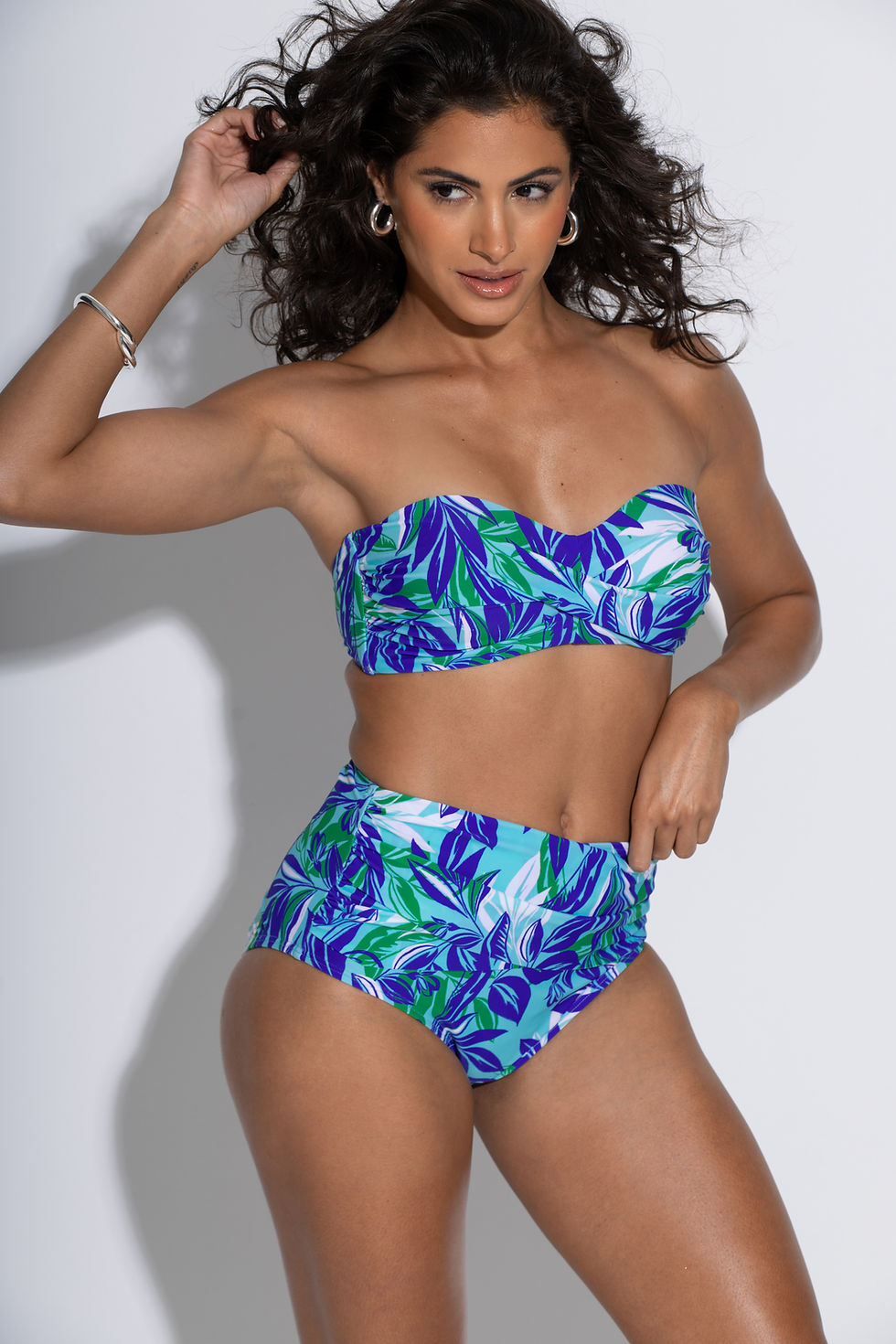 Thumbnail: Santa Monica Foldover Bikini Brief - Aqua Palm