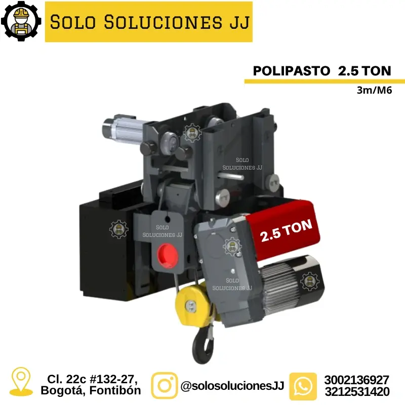 POLIPASTO  2,5 TON WORLDHOIST 3m/M6 Colombia, Guyana, Ecuador, Venezuela , Perú, Bolivia, Argentina, Chile