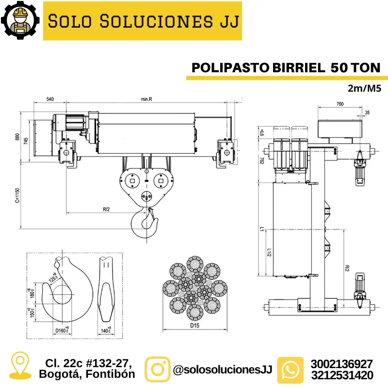 POLIPASTO BIRRIEL 50 TON WORLDHOIST 2m/M5
