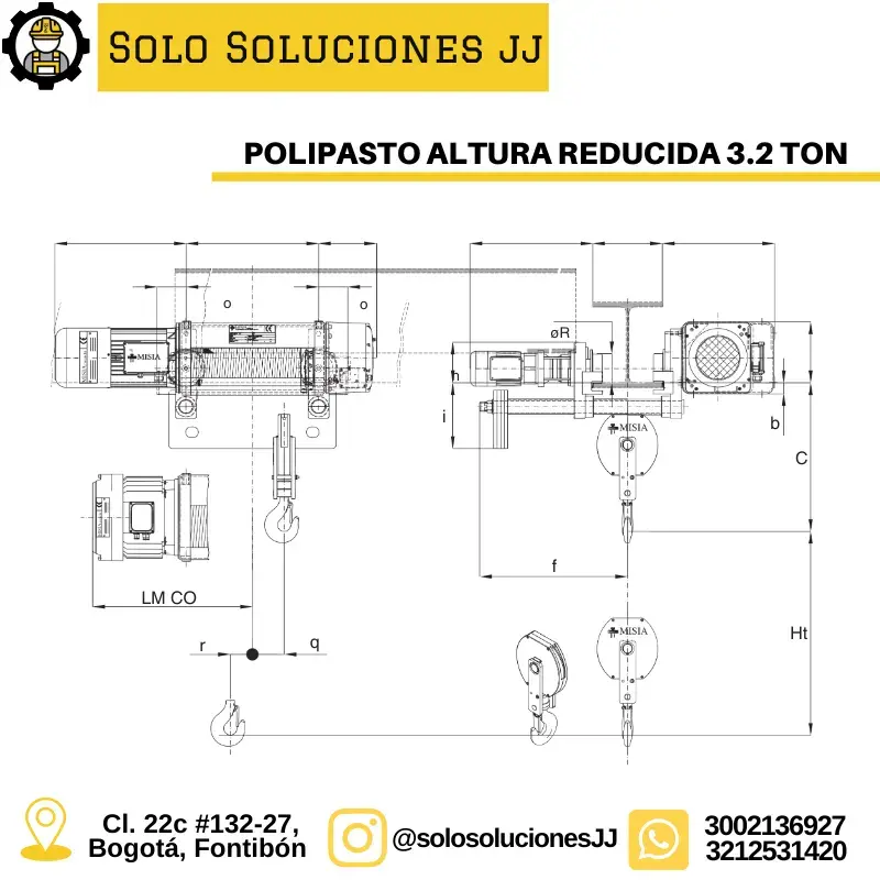 POLIPASTO ALTURA REDUCIDA 3,2 TONELADAS MISIA
