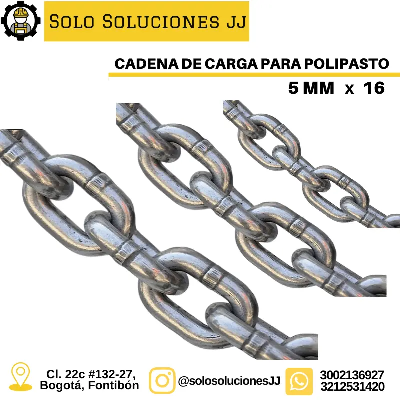 CADENA 5 mm x 16 CADENA DE CARGA PARA POLIPASTO COLOMBIA BOGOTA BARRANQUILLA
