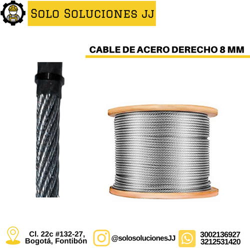 CABLE DE ACERO DE 8 mm GIRO DERECHO PARA POLIPASTO | SOLO SOLUCIONES JJ