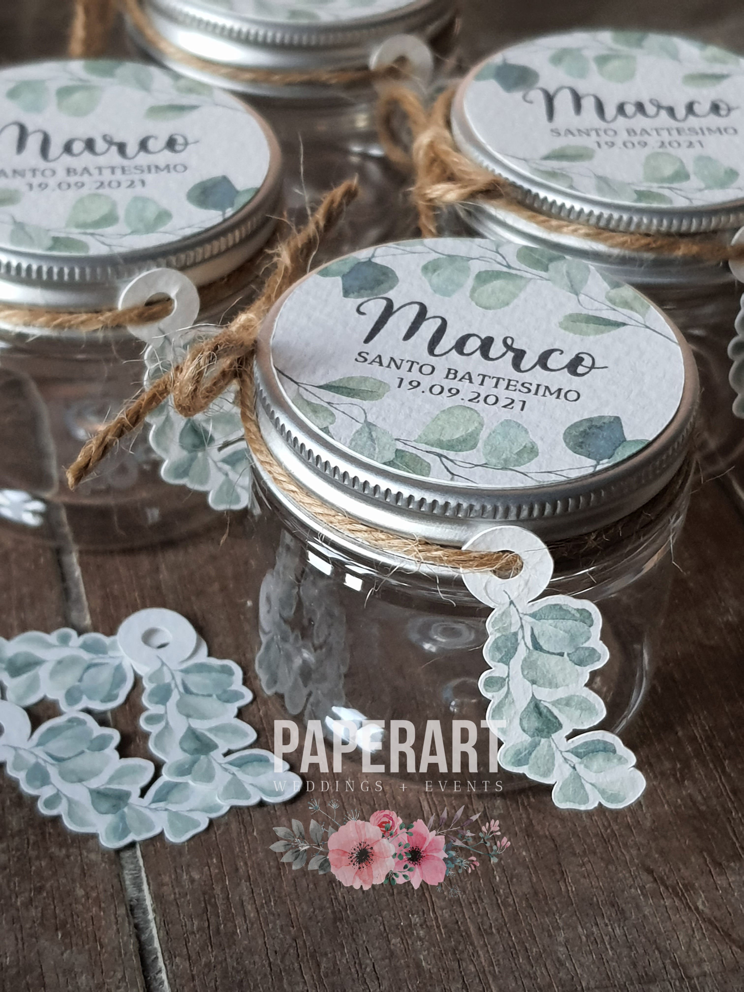 Vasetti decorati con tappo a vite - Mod. Eucalipto