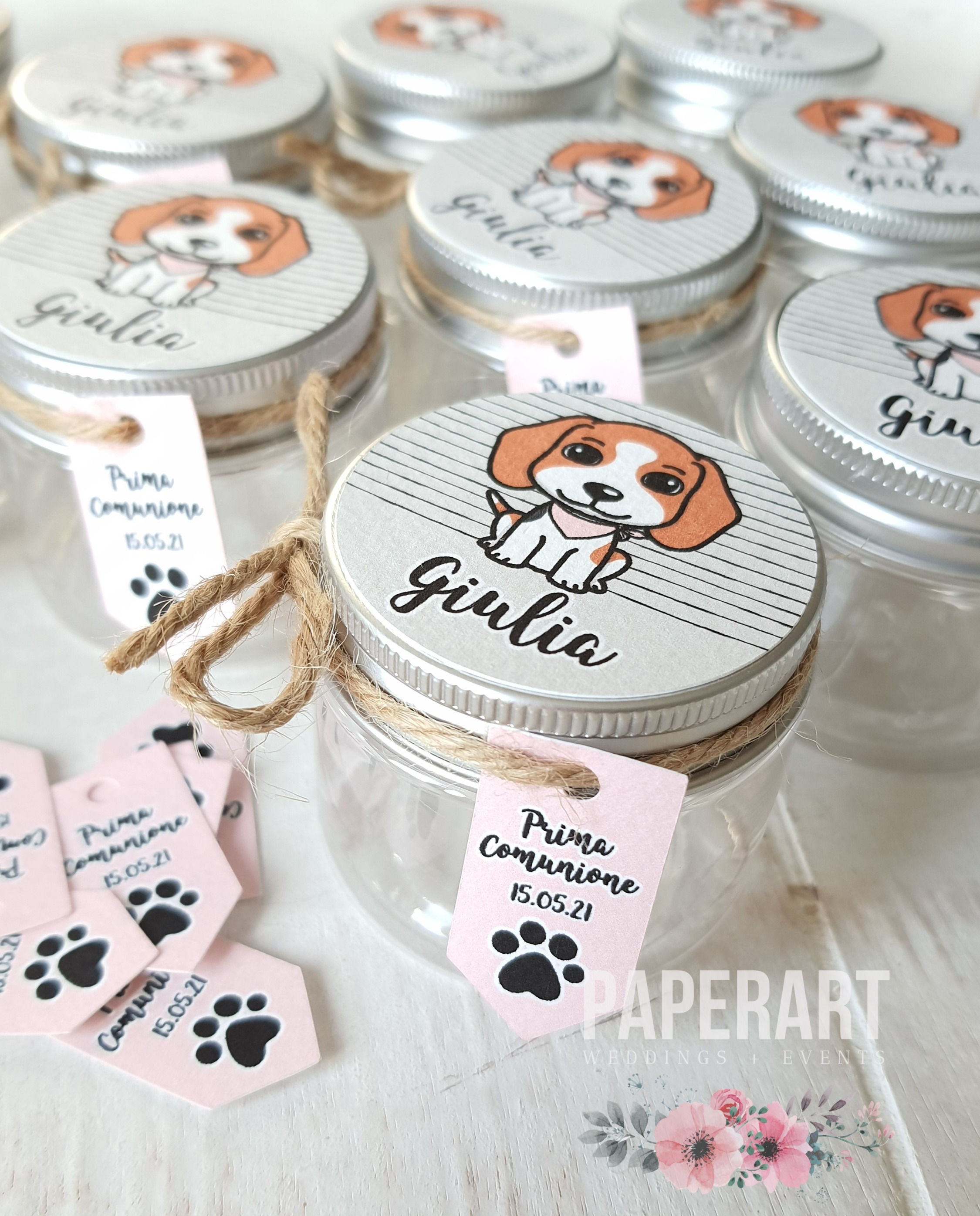 Vasetti decorati con tappo a vite - Mod. Pets (cagnolino)
