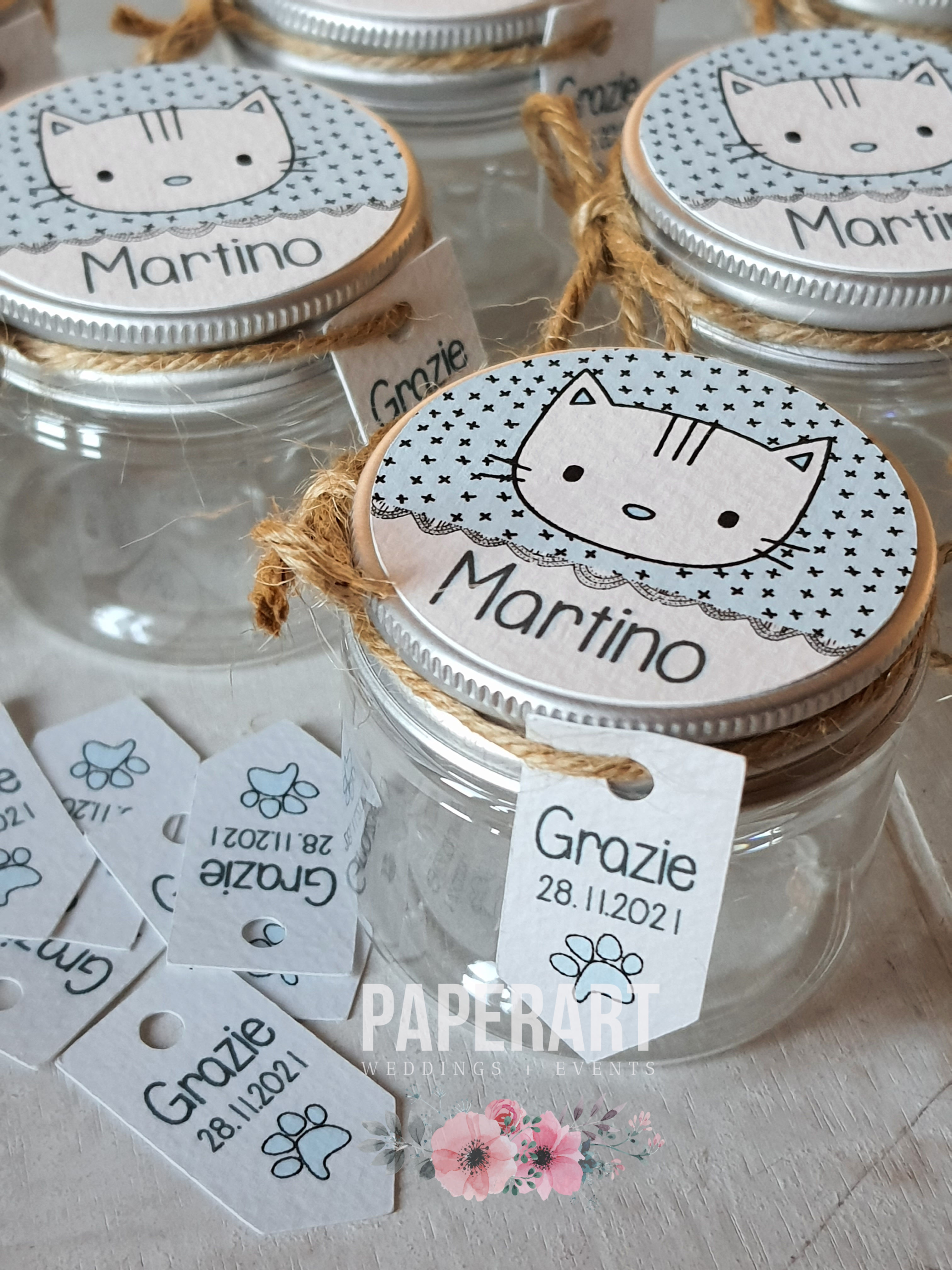 Vasetti decorati con tappo a vite - Mod. Meow
