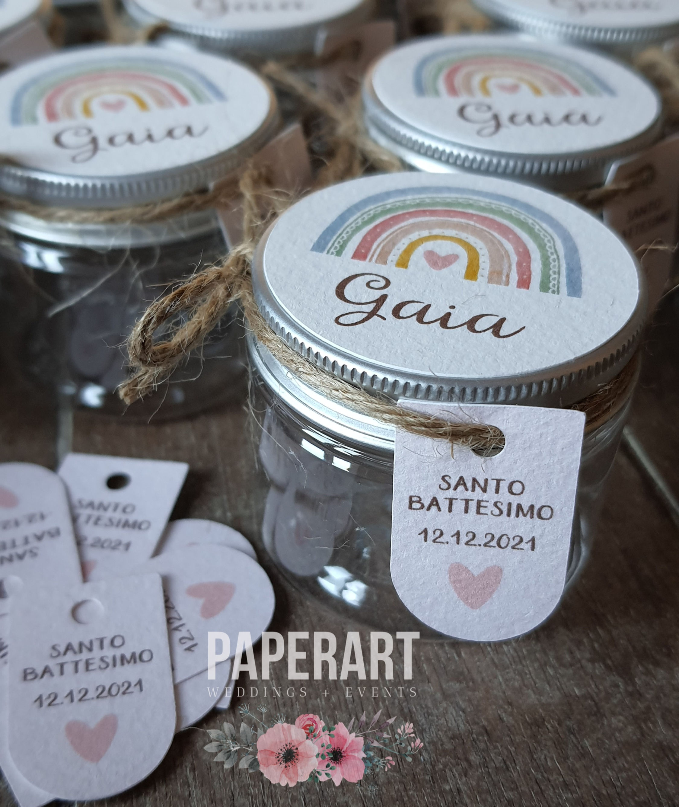 Vasetti decorati con tappo a vite - Mod. Arcobaleno Scandinavo