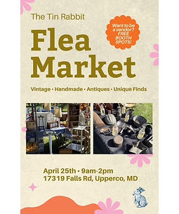 The Tin Rabbit Flea Market, Hailey's Wish, April 25, 2026, Plant Stake, Childrens Toys and Books, Upperco MD, Inclusive Playround, Christmas Tree Park, Manchester, MD