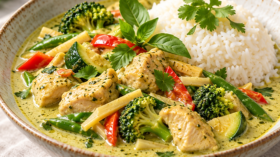 Curry verde THAI con pollo y verduras