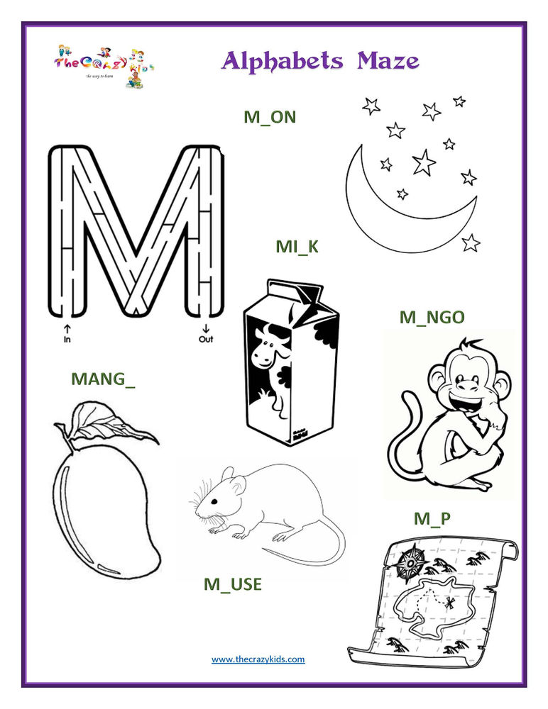 Alphabets Maze/Alphabets coloring/Alphabets activity