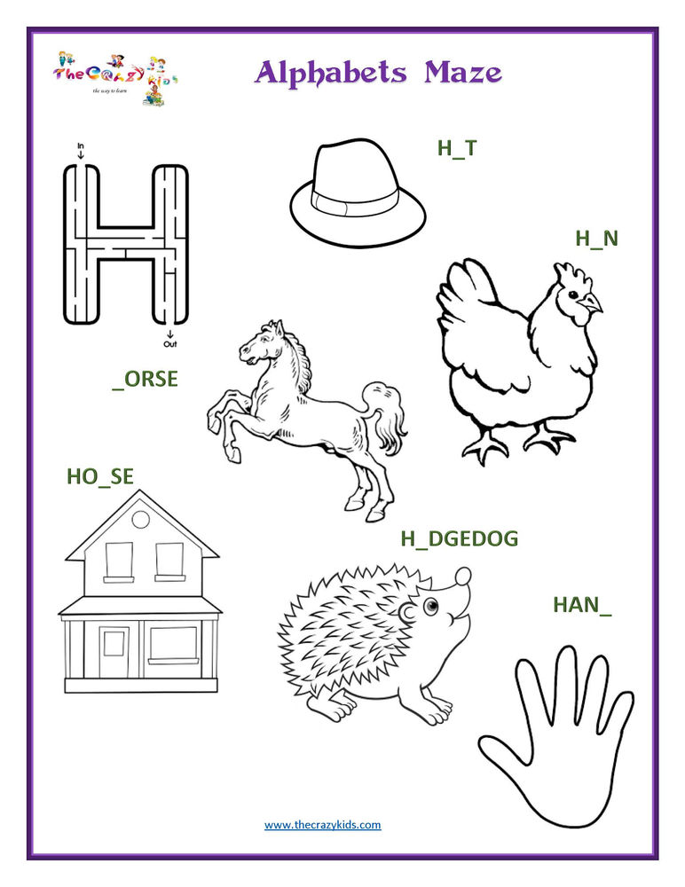 Alphabets Maze/Alphabets coloring/Alphabets activity