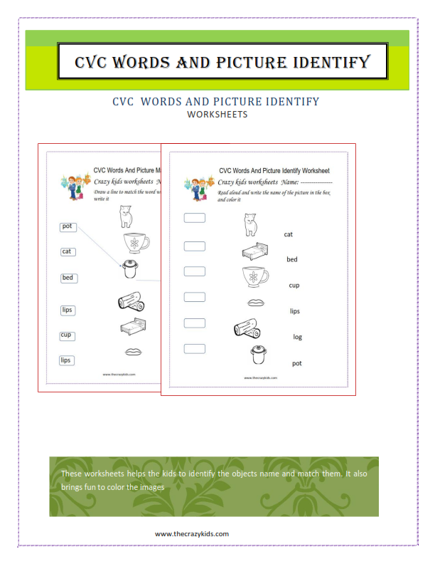 CVC Words Picture Matching and Identify