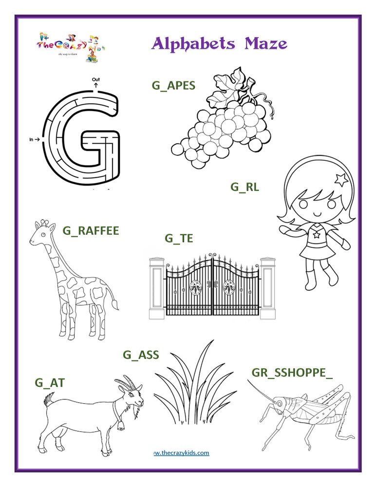Alphabets Maze/Alphabets coloring/Alphabets activity