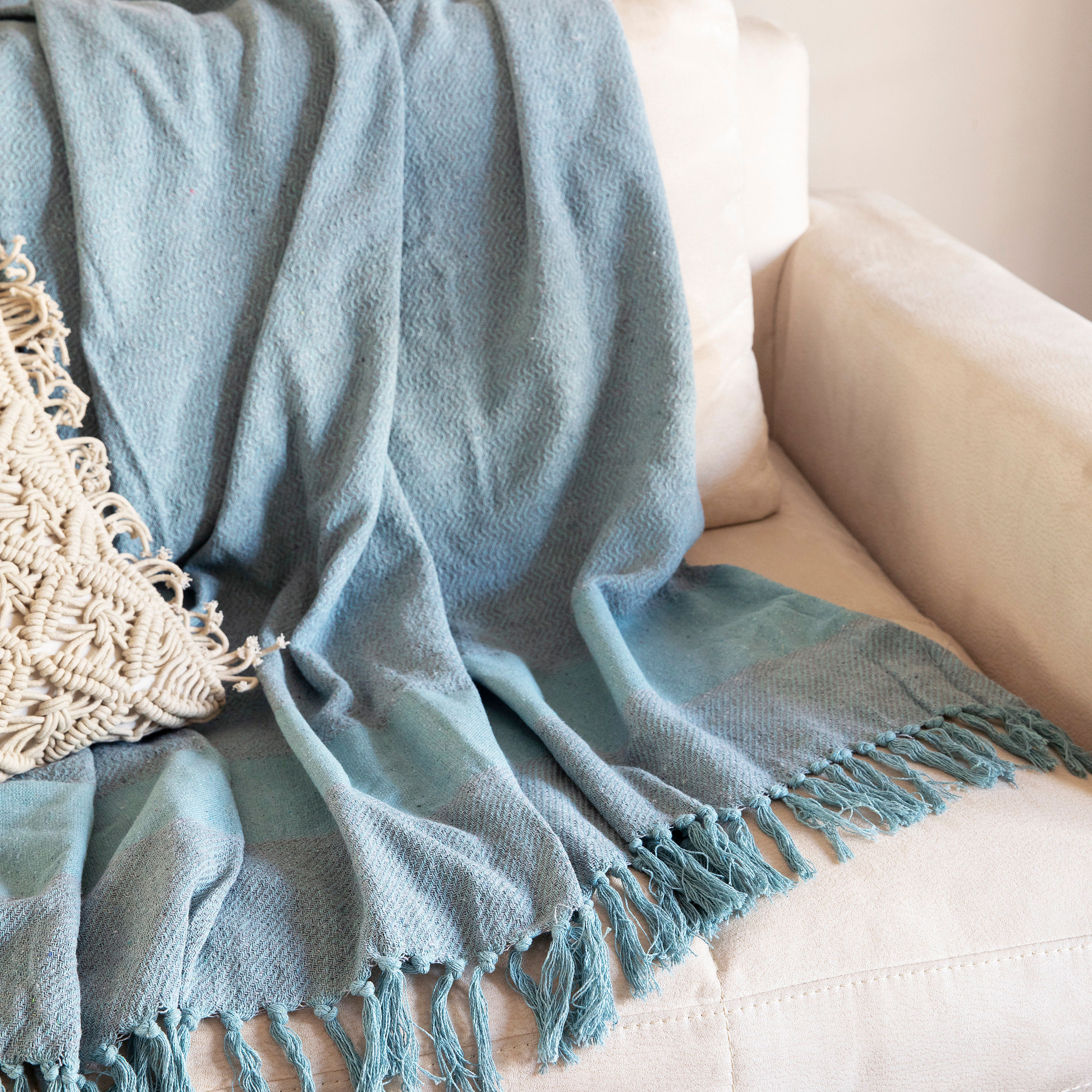 Bαμβακερό υφαντό ριχτάρι αργαλειού 180x180εκ