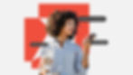 woman holding her phone and a coffee cup. The LMB Marketing Group icon is behind her. Black bubbles with the words "track footfall", "Conquest competitors" and "limit waste" surround her.