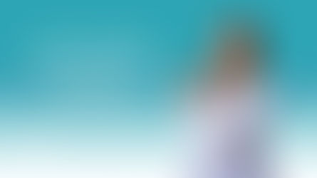 Woman in a white coat pointing at text: "How to Handle a Dental Emergency in Kissimmee: A Local's Guide." Blue gradient background. Confident mood.