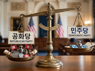 공화당이 우세한 정치적 지형을 나타내는 저울 이미지.