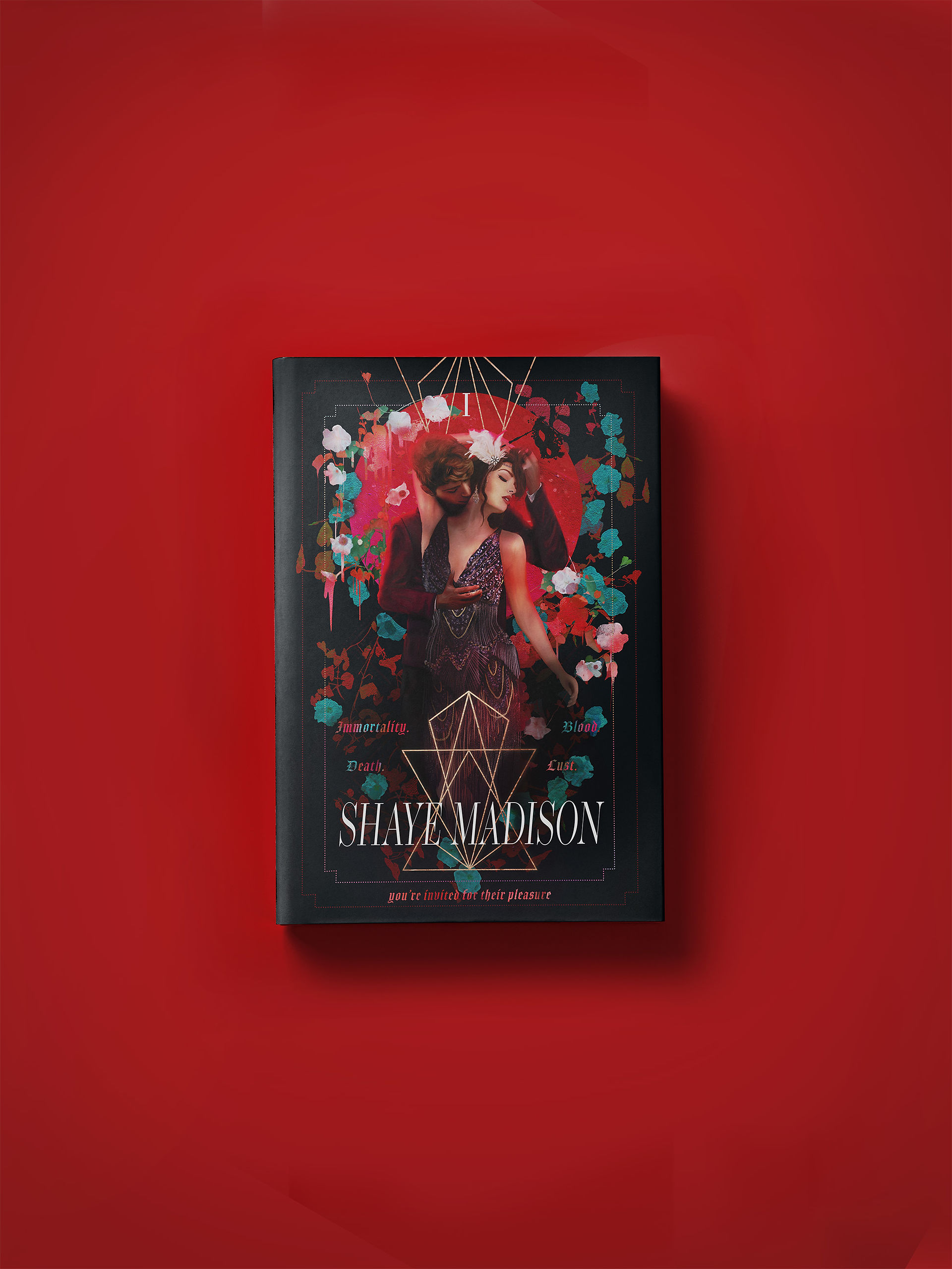 Gothic Vampire Book Cover Layer Breakdown; Custom Illustrated Book Cover Design by Dayna