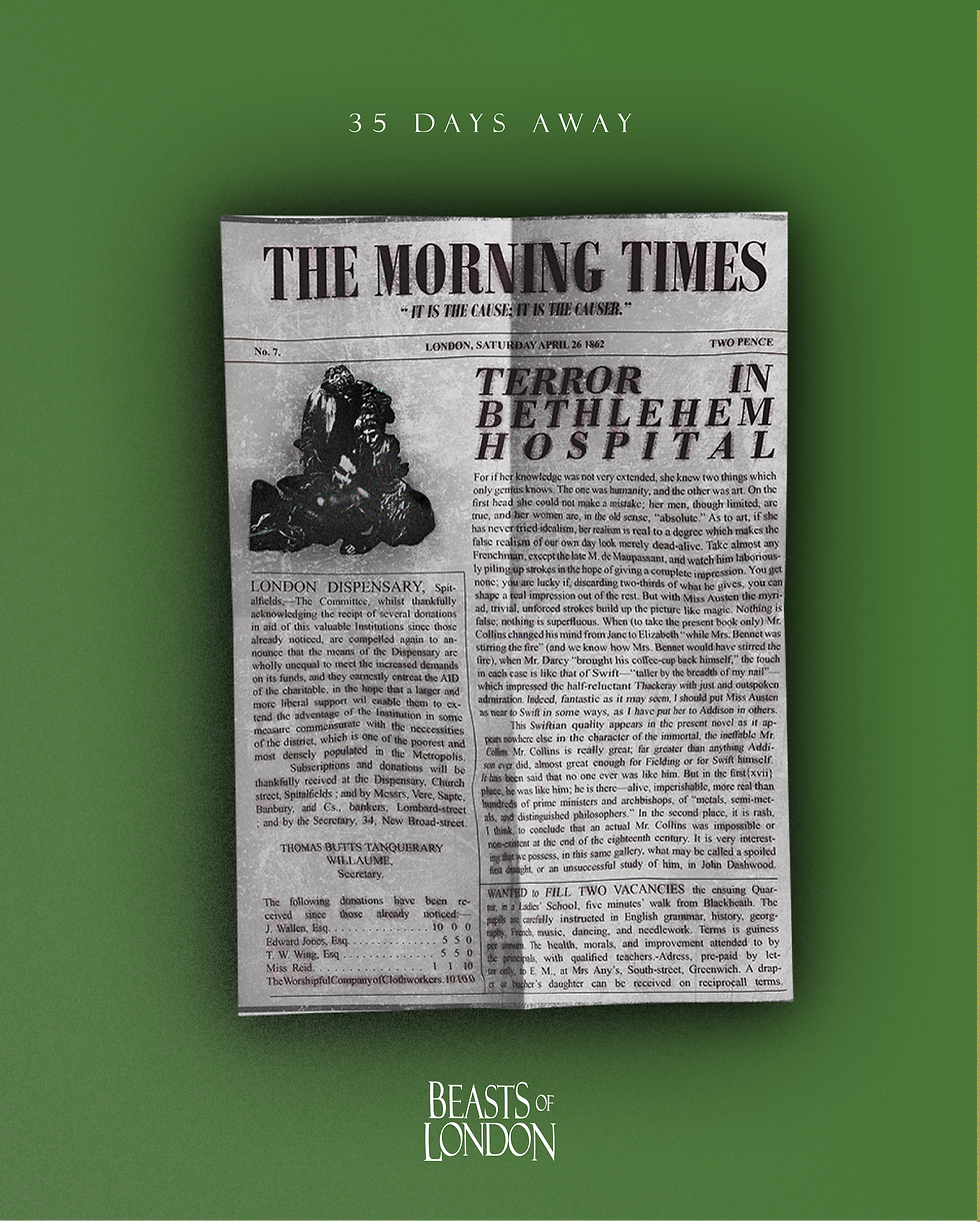 Custom Illustrated and Designed Vintage Victorian News Paper Front Page Advertising Fantasy Noir Novel Book of London