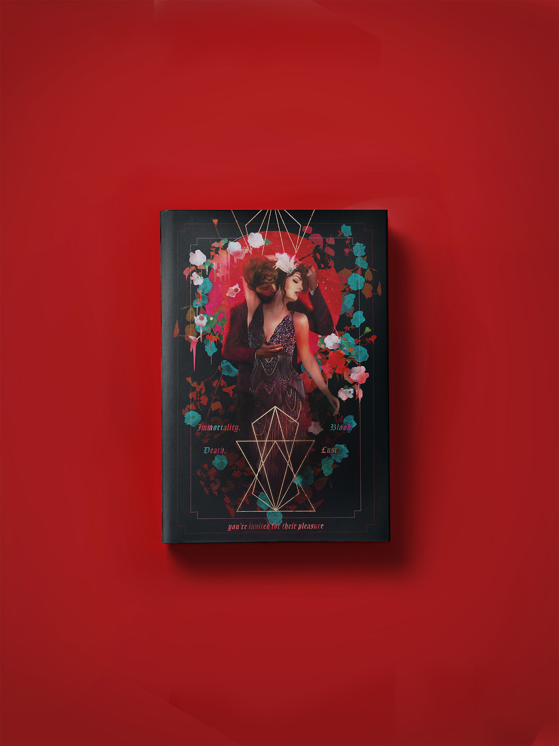 Gothic Vampire Book Cover Layer Breakdown; Custom Illustrated Book Cover Design by Dayna