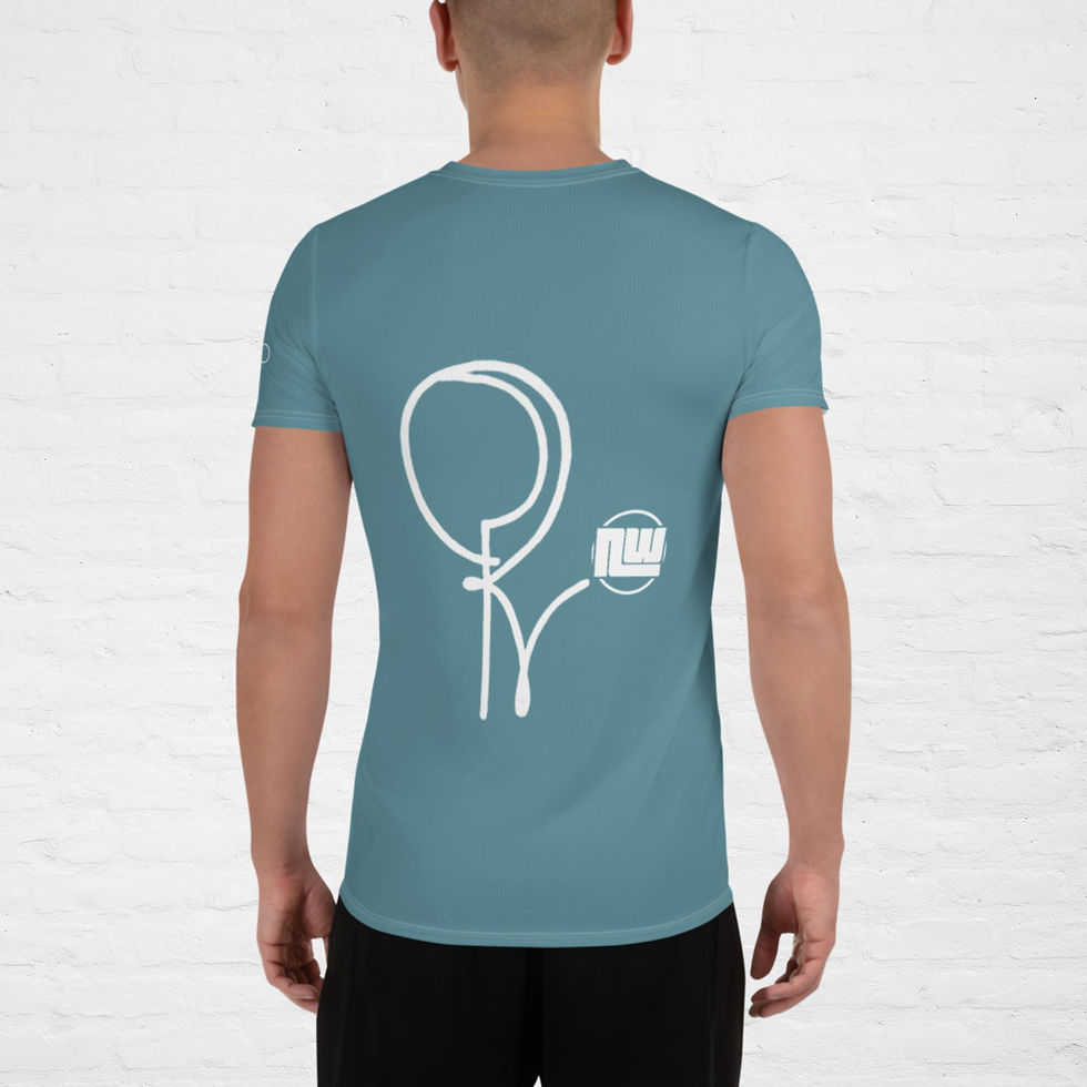 Homme de dos t-shirt de sport calypso blue