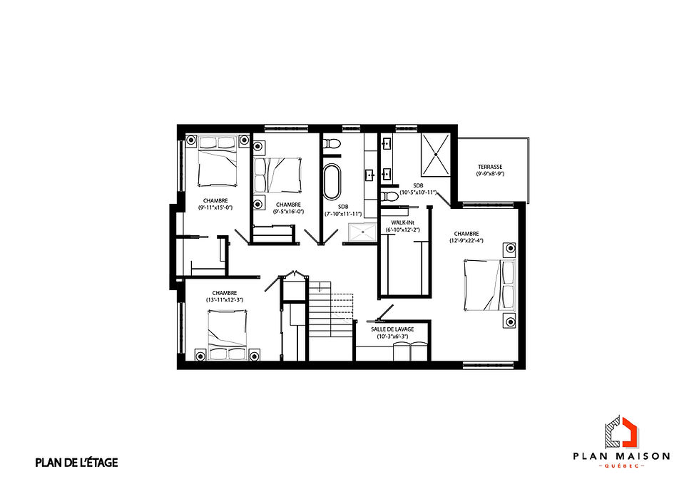 Thumbnail: Modèle de maison contemporaine avec garage - Plan de l'étage