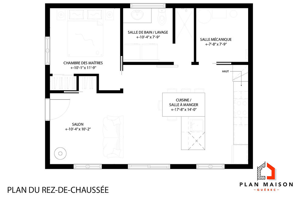 Thumbnail: plan de maison à construire - Plan du rez-de-chaussée