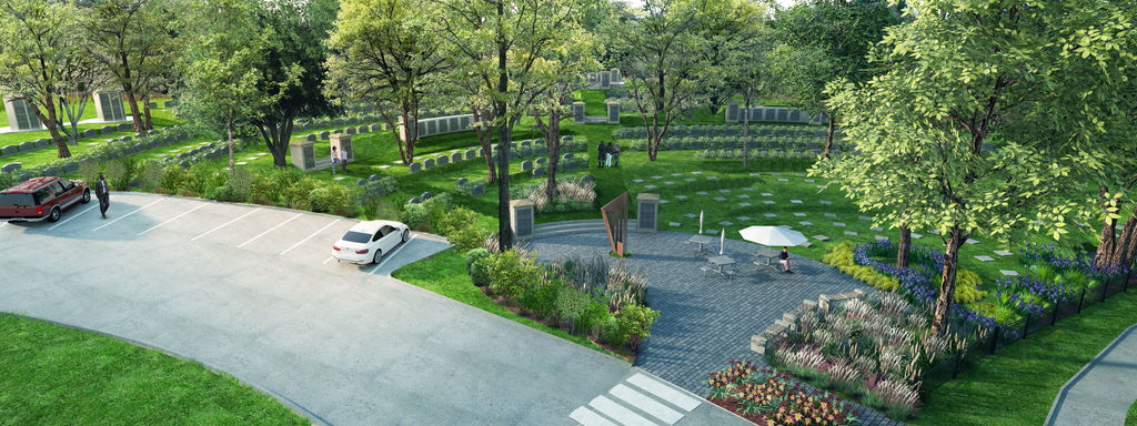 Découvrez le talent de l'architecte 3D jardin et extérieur à travers une perspective 3D d'un cimetière paisible. L'architecte 3D jardin et extérieur allie esthétique et fonctionnalité.