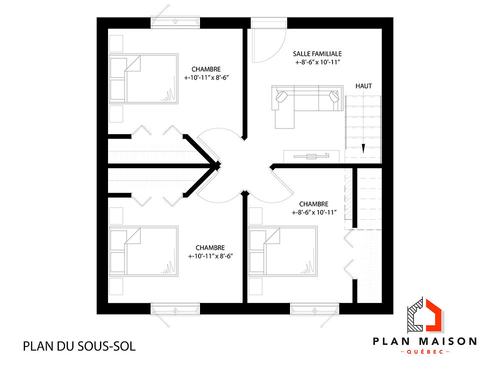 Miniature : Modèle de chalet au bord de l'eau - Plan du sous-sol