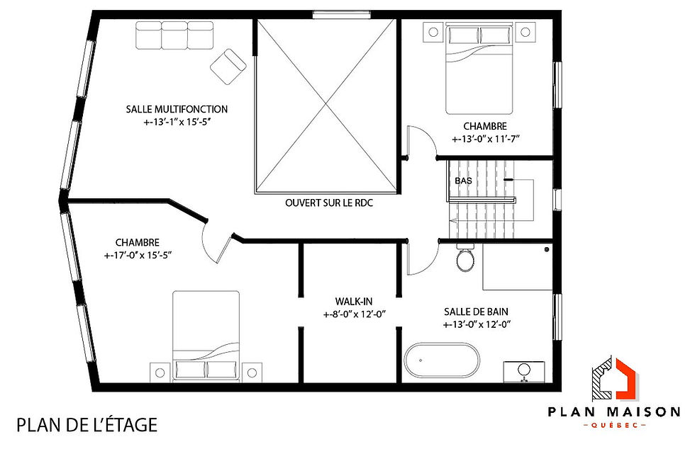 Thumbnail: Plan de maison pour deux familles - Plan de l'étage