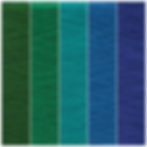 A colour chart of 5 colours from green to blue