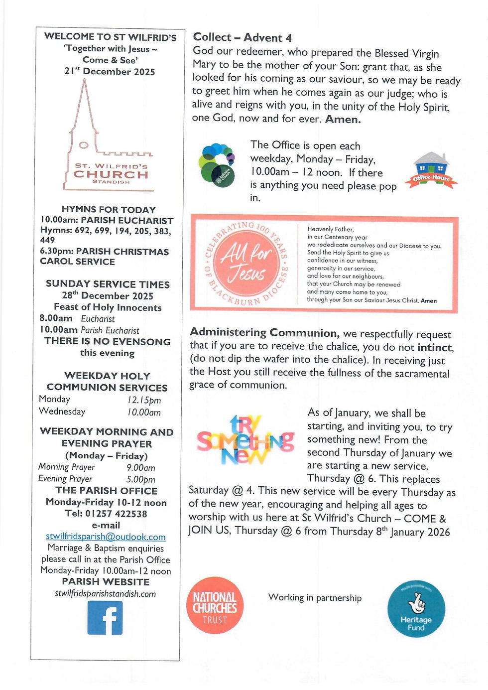 Notice Sheet for 21st December 2025