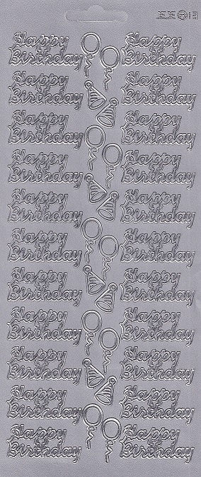 JEJE - Peel Off Sticker Sheet - Happy Birthday (Silver)