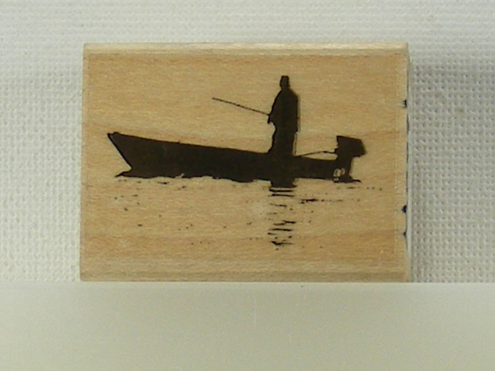 Stampscapes - Fisherman In A Boat Wood Mounted Rubber Stamp