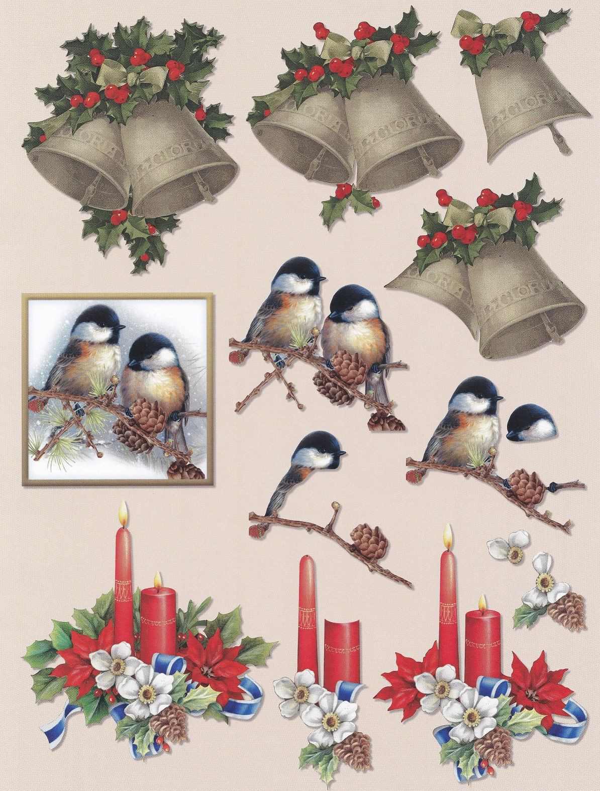 Studio Light - 3D Non-Die-Cut Christmas Decoupage Sheet