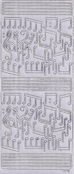 Peel Off Sheet - Musical Notes & Bars (Silver)