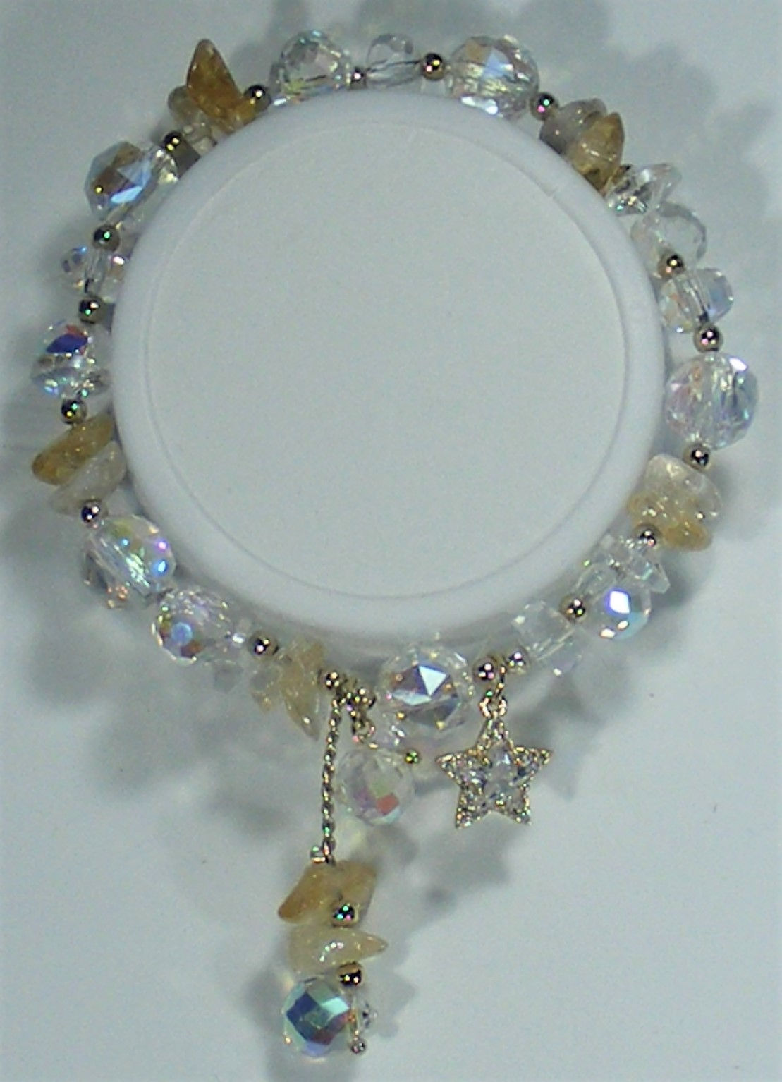 Citrine, Zircon & Austrian Crystal Bracelet On Jewellery Elastic