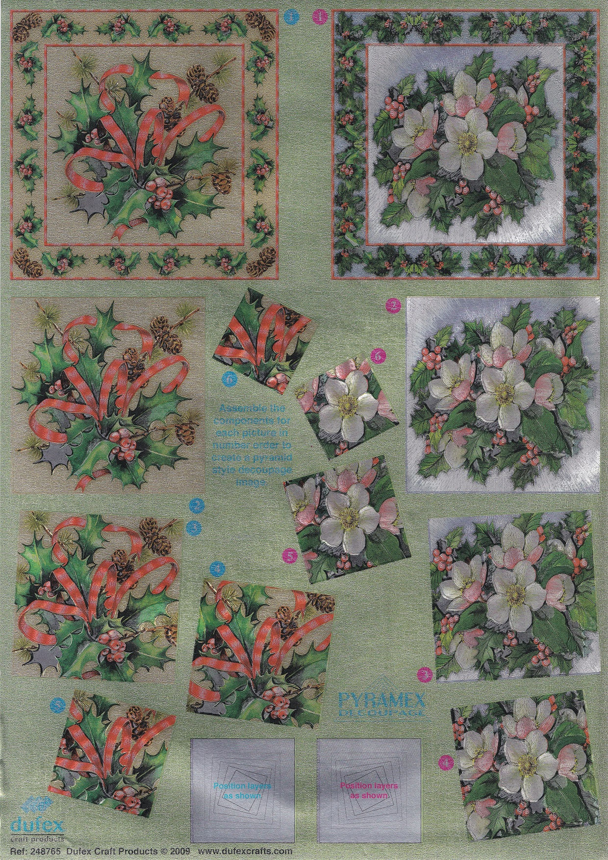 Dufex - Pyramex Christmas Bouquets Decoupage Sheet